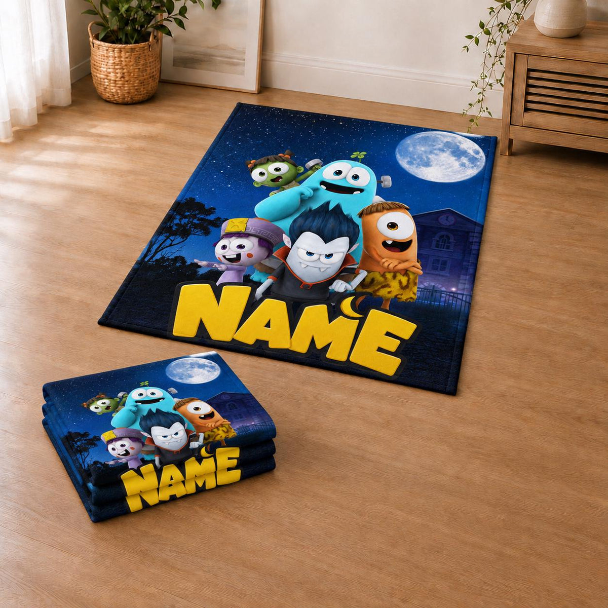Children Fun Monster Friends Blanket Soft Throw, Personalized Multi‑Layout Party Printed Throw