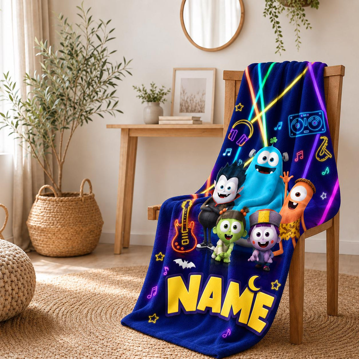 Children Fun Monster Friends Blanket Soft Throw, Personalized Multi‑Layout Party Printed Throw
