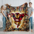 Personalized Iron Man Blanket, Custom Iron Man Throw with Name, Red Gold Superhero Blanket, Marvel Inspired Kids Blanket, Superhero Gift