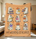 Custom Ghost Book Blanket,Weekend Is Booked Blanket,Halloween Book Ghost Flannel Throw,Reading Blanket,Library Halloween,For Book Lovers