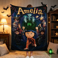Personalized Dark Fantasy Fleece Blanket, Custom Name Kids Throw, Spooky Bedroom Decor, Gothic Cozy Blanket, Halloween Gift for Kids