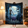 Personalized Throw Blanket, Gothic Halloween Blanket, Custom Name Kids Blanket, Dark Fairytale Gift, Birthday Gift for Girls
