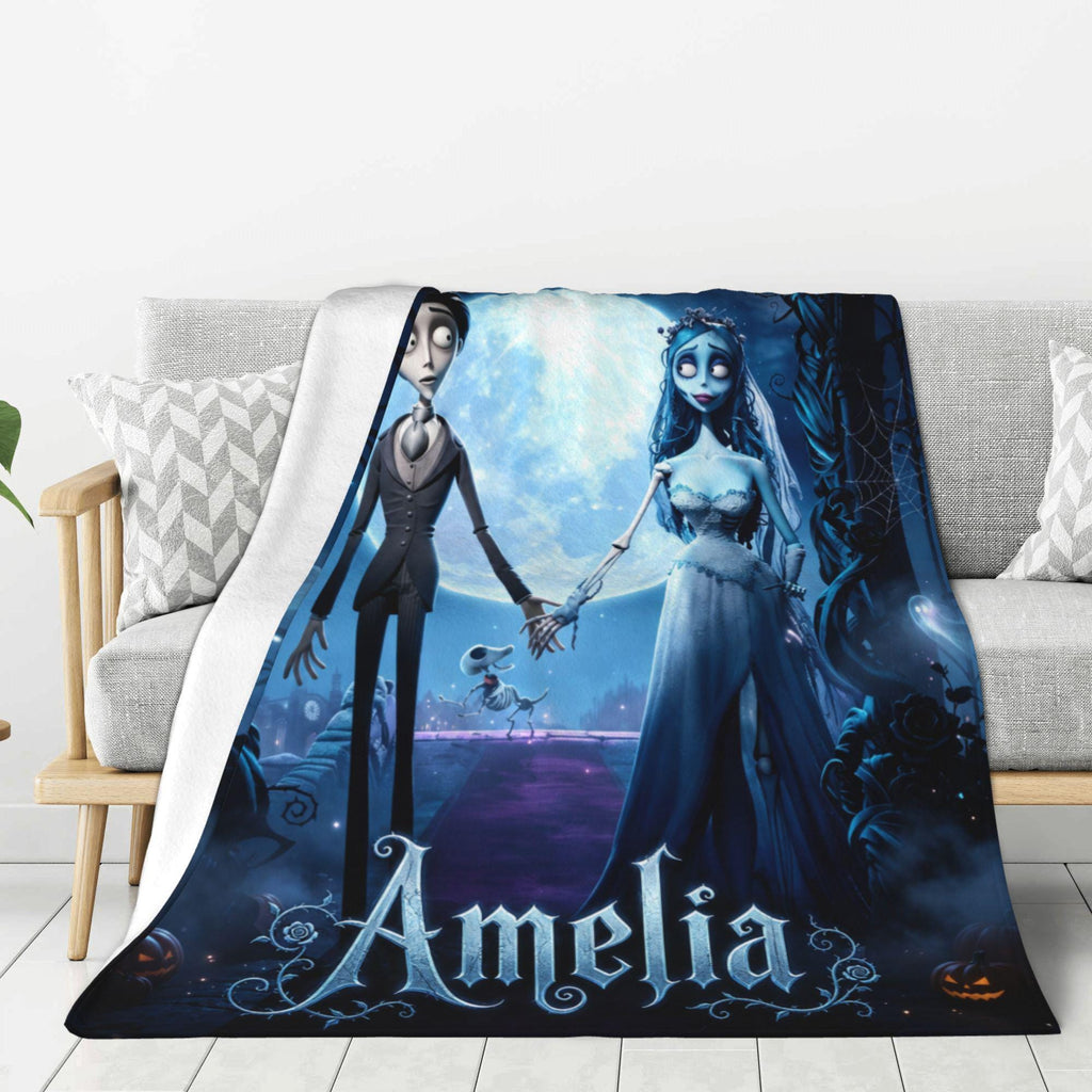 Personalized Throw Blanket, Gothic Halloween Blanket, Custom Name Kids Blanket, Dark Fairytale Gift, Birthday Gift for Girls