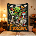 The Nightmare Before Christmas Personalized Spooky Gothic Throw Blanket, Custom Name Halloween Blanket, Halloween Town Bedroom Gift