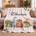 Personalized Dinosaur Blanket for Kids, Custom Pink Dino & Boy Nursery Decor, Baby Shower Gift, Toddler First Birthday Keepsake