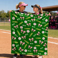 Personalized Softball Blanket,Custom Flannel Name Baby Blanket,Girl Softball Gift,Coquette Softball Throw,Softball Teen Coming Home Blanket