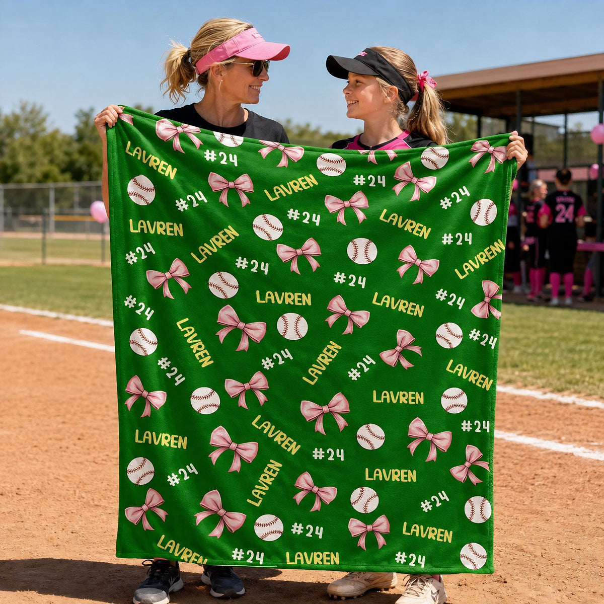 Personalized Softball Blanket,Custom Flannel Name Baby Blanket,Girl Softball Gift,Coquette Softball Throw,Softball Teen Coming Home Blanket