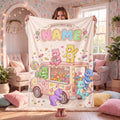 Custom Care Bears Candy Truck Adventure Blanket, Personalized Sweet Treats Fleece