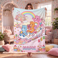 Personalized Care Bears Candy Sleigh Blanket, Custom Rainbow Castle Kids Fleece