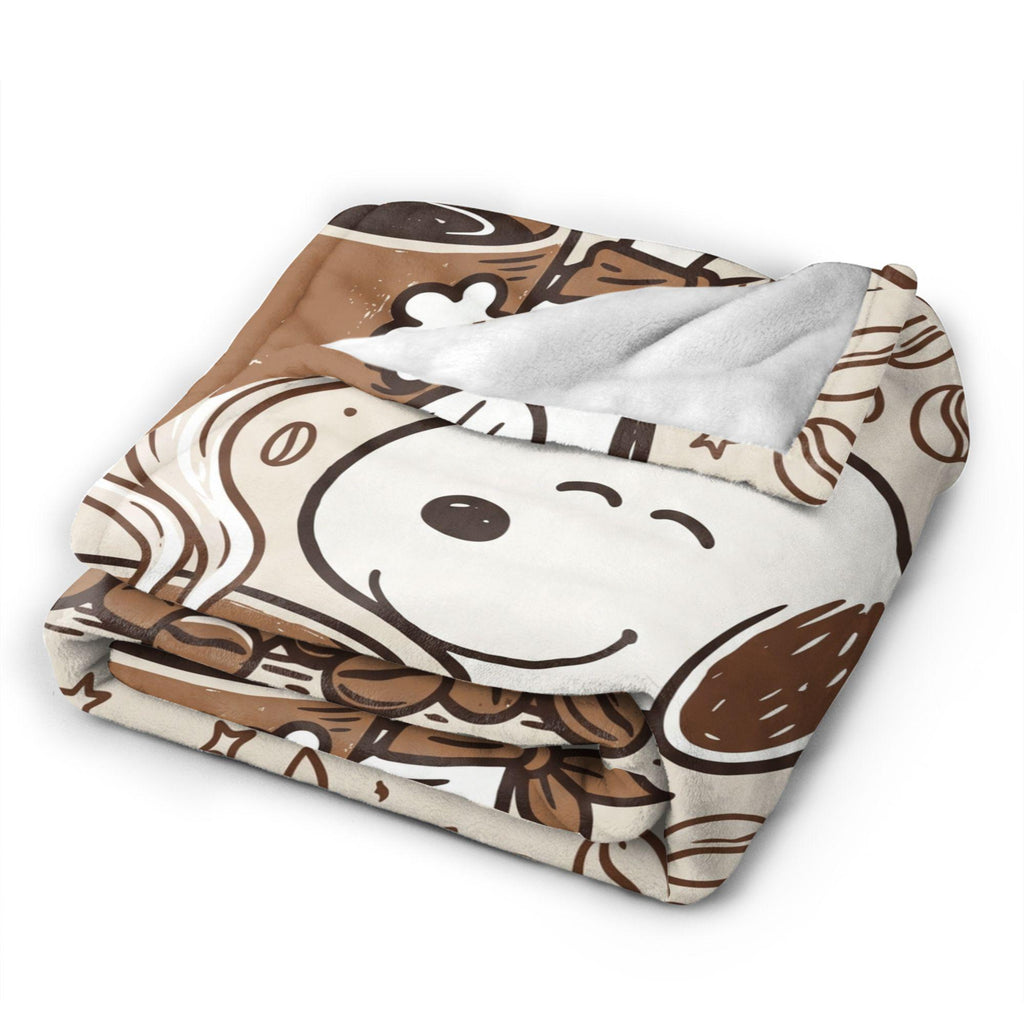 Personalized Coffee Lover Hound Flannel Blanket, Custom Morning Brew Dog Throw, Warm Cafe Comic Bedding, Cozy Barista Gift for Best Friend