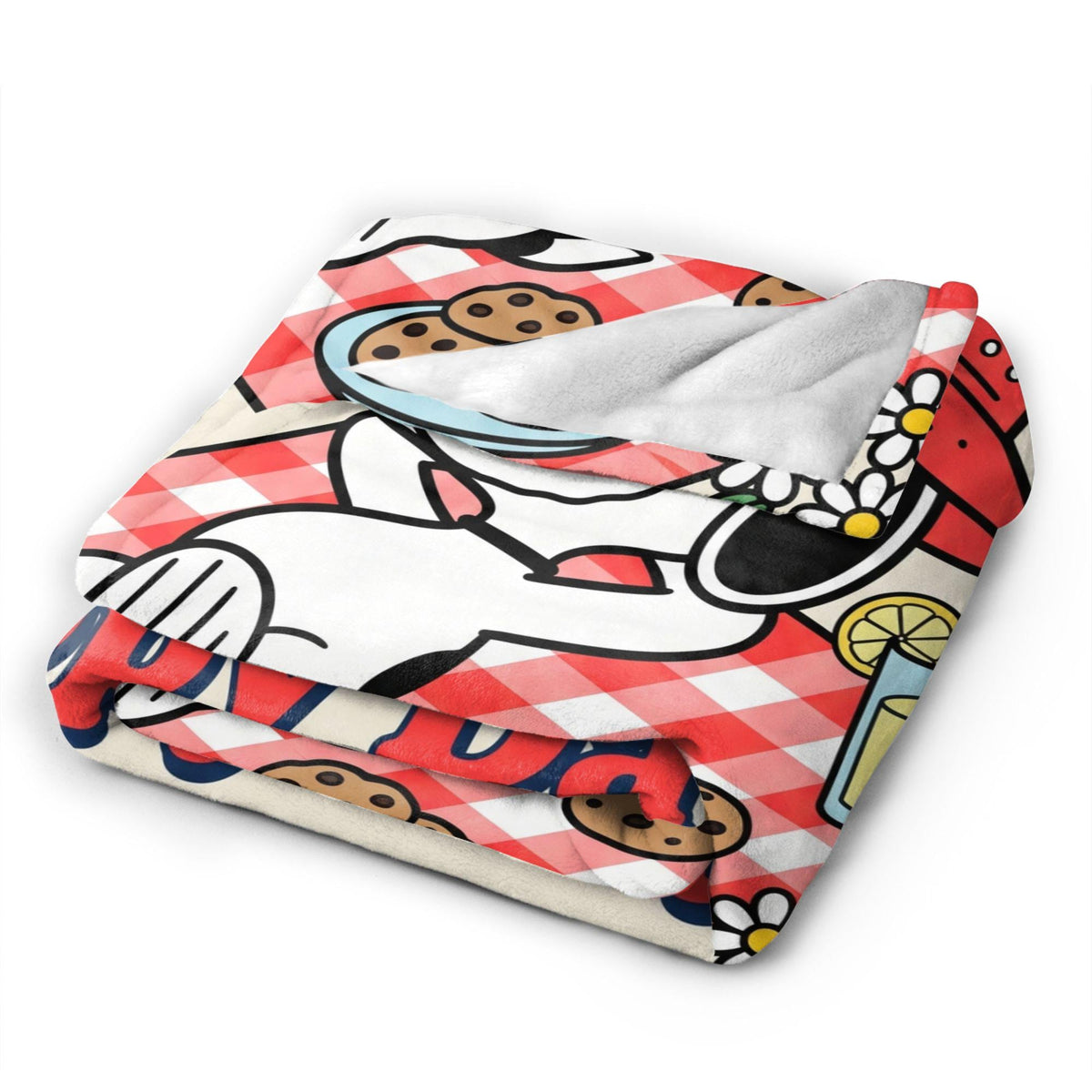 Personalized Happy Days Picnic Flannel Blanket, Custom Park Lawn Hound Throw, Spring Gingham Bedding, Wholesome Outdoor Gift for Friends