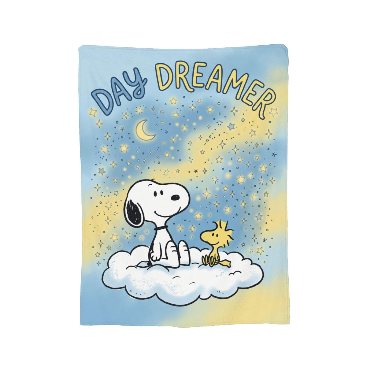 Personalized Daydreamer Hound Flannel Blanket, Custom Crescent Moon Dog Throw, Celestial Starlight Bedding, Cozy Relax Gift for Bestie Mom