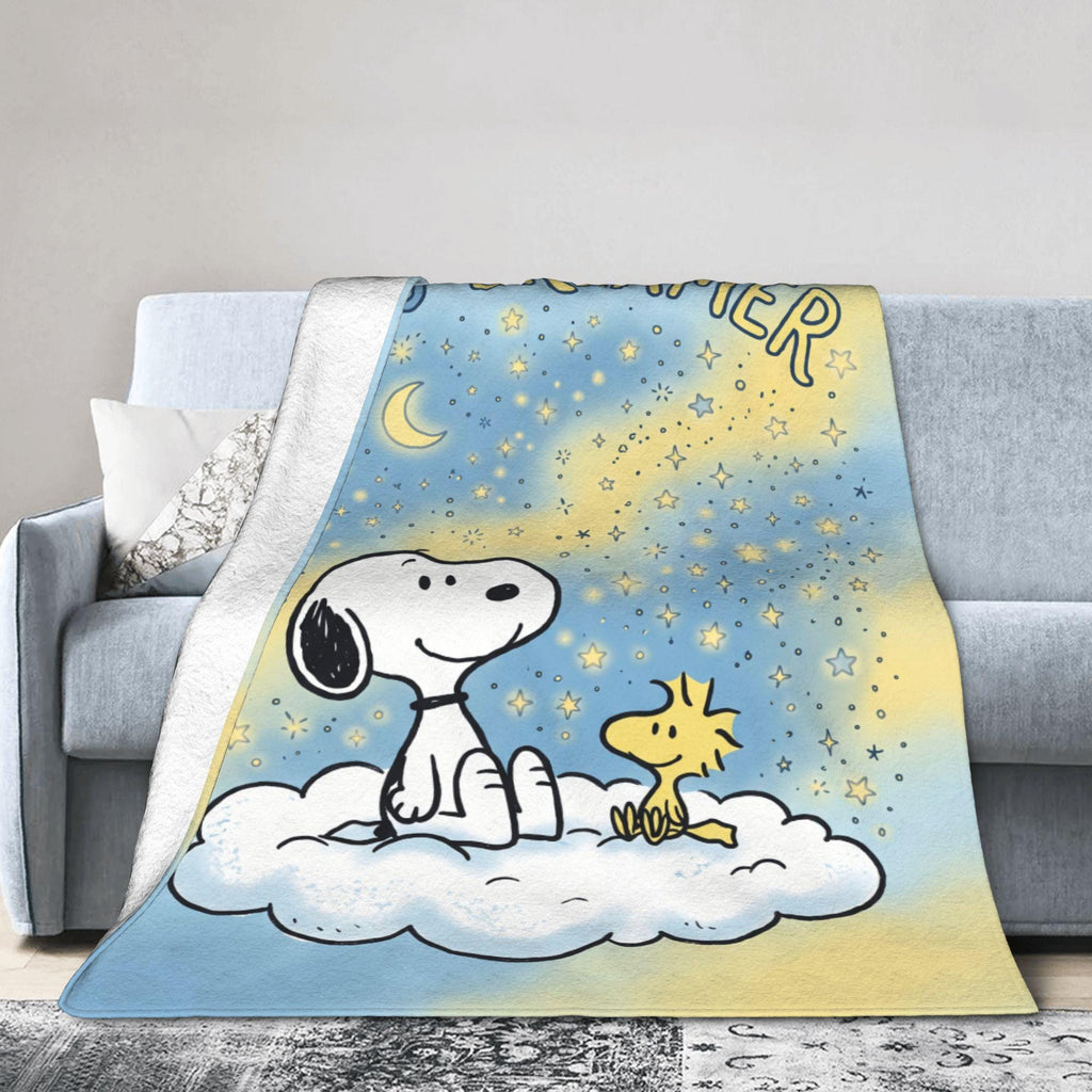 Personalized Daydreamer Hound Flannel Blanket, Custom Crescent Moon Dog Throw, Celestial Starlight Bedding, Cozy Relax Gift for Bestie Mom
