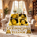 Personalized Golden Blanket, Custom Name Flannel Girls Throw, Retro TV Show Fan Gift for Friend, Cozy Couch Bedding Birthday Present
