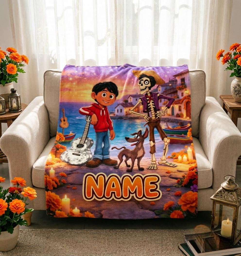 Custom Name Coco Blanket Soft Throw, Miguel Family Kids Memory Gift