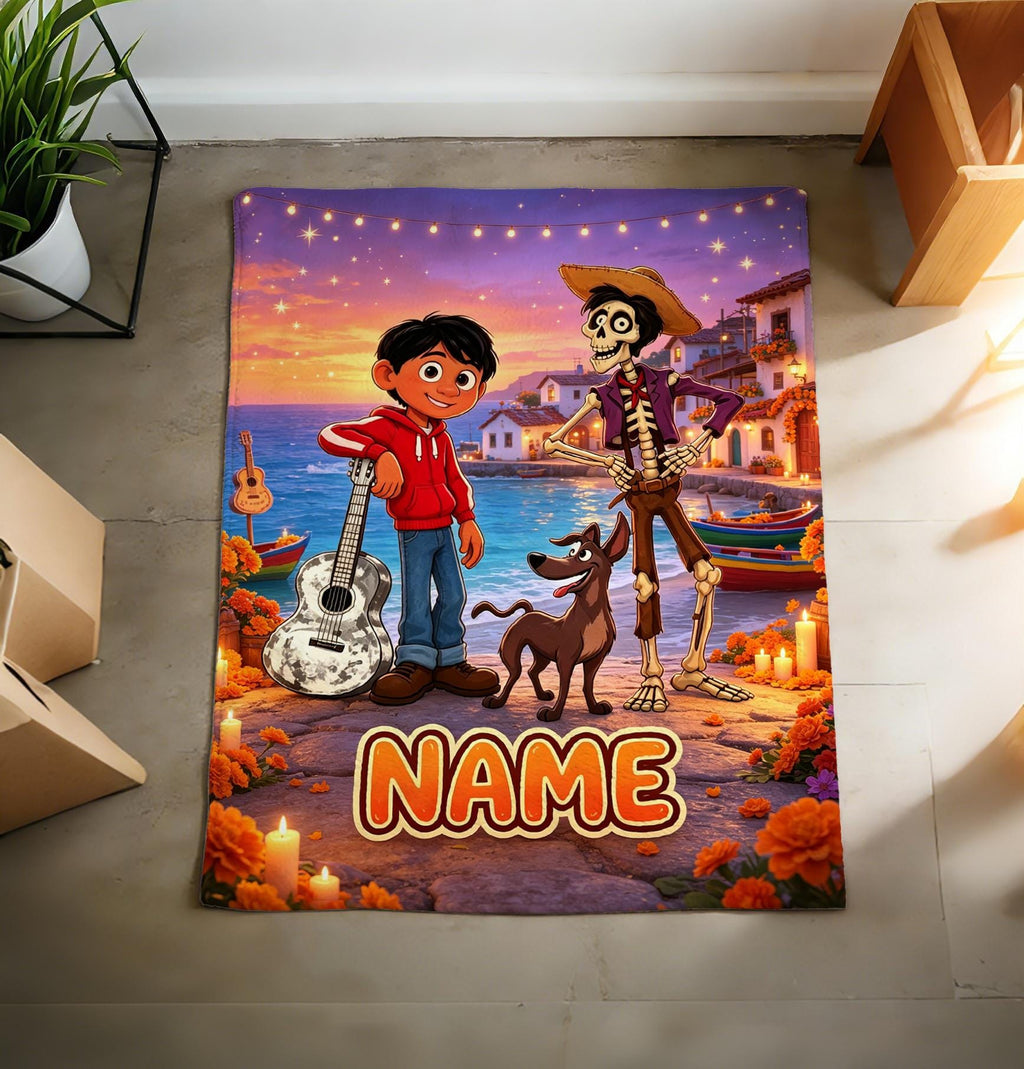 Custom Name Coco Blanket Soft Throw, Miguel Family Kids Memory Gift