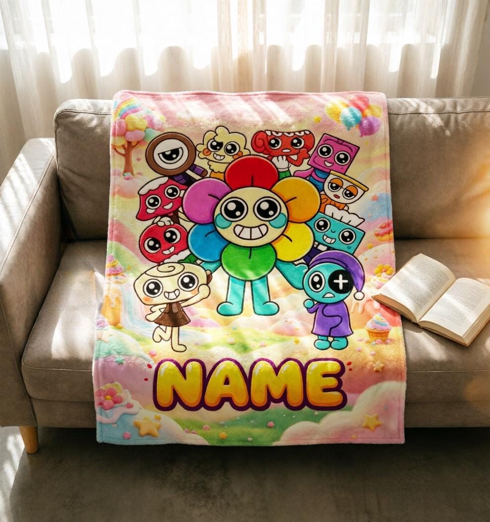 Custom Name Dandy's World Blanket Soft Throw, Character Kids Present
