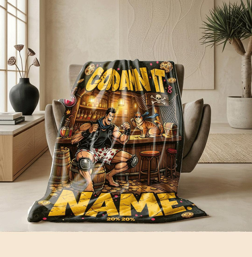 God Damn It tavern retro print single blanket couch blanket portable blanket Customized name air conditioning blankets surprise gift