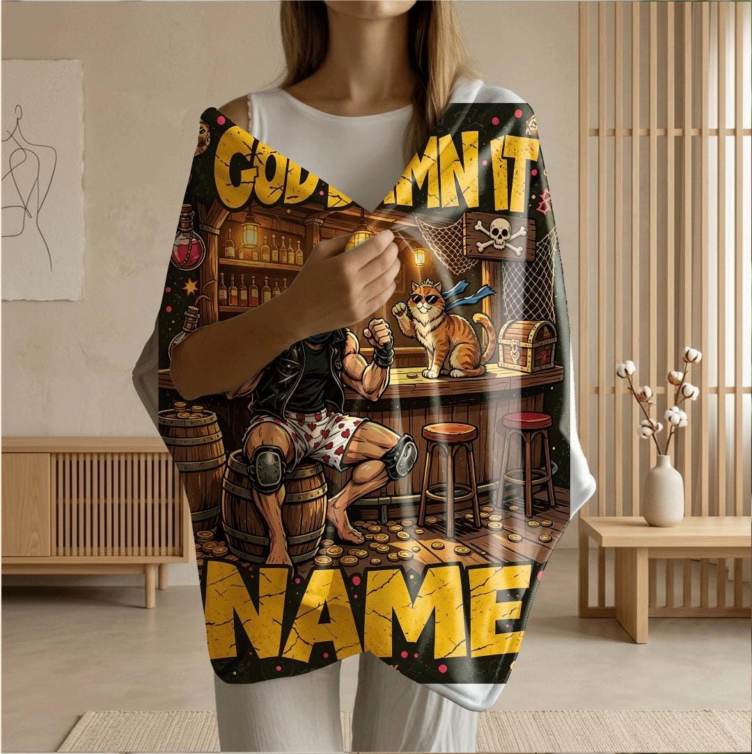 God Damn It tavern retro print single blanket couch blanket portable blanket Customized name air conditioning blankets surprise gift