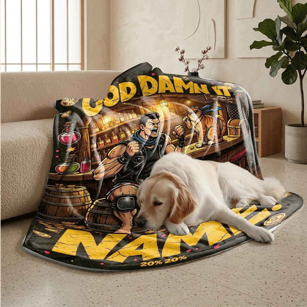 God Damn It tavern retro print single blanket couch blanket portable blanket Customized name air conditioning blankets surprise gift