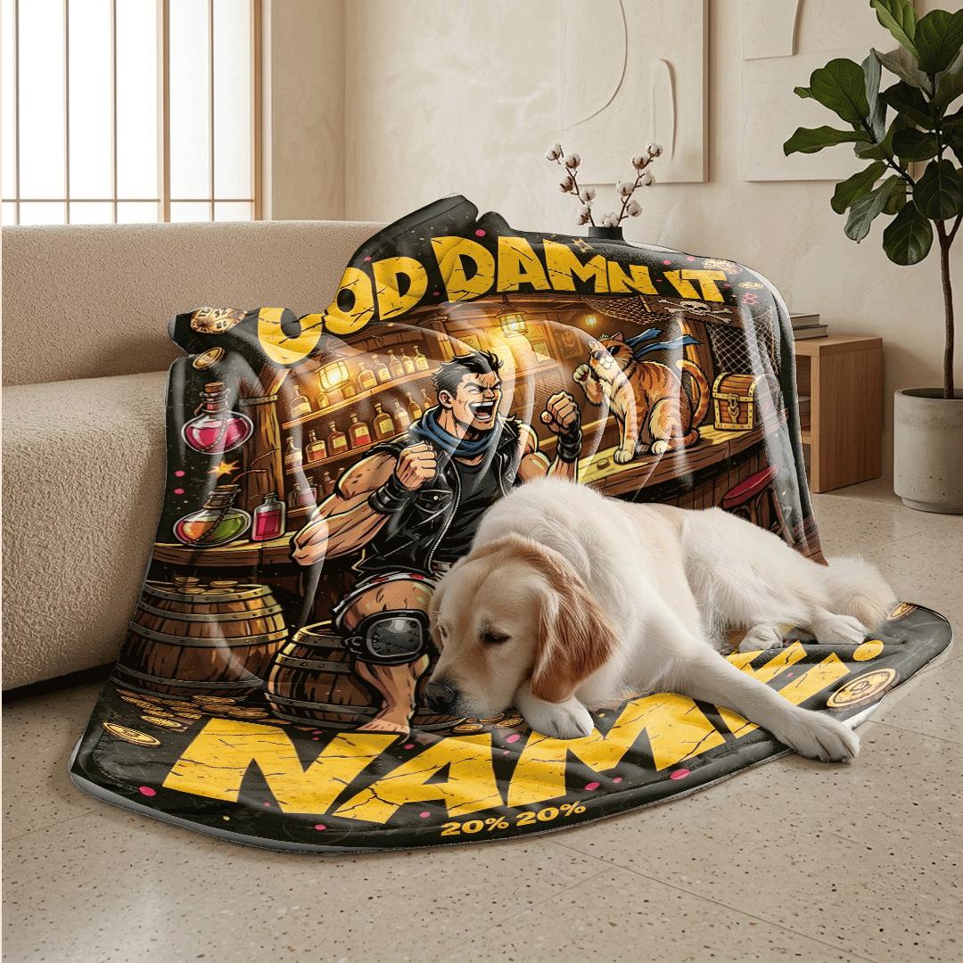 God Damn It tavern retro print single blanket couch blanket portable blanket Customized name air conditioning blankets surprise gift