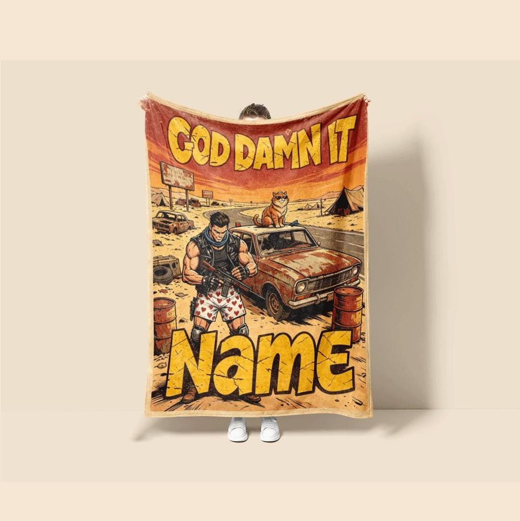 God Damn It wasteland road comic print kids blanket dorm blanket pet blanket winter warm blankets festival gift decor