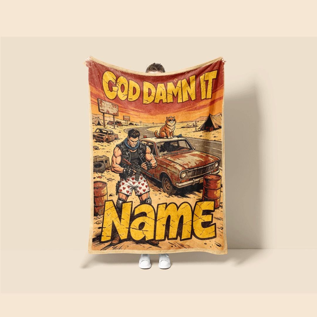 God Damn It wasteland road comic print kids blanket dorm blanket pet blanket winter warm blankets festival gift decor
