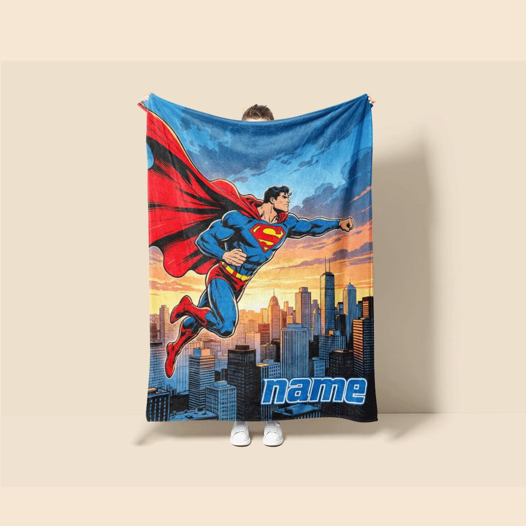 Superman city flight print single blanket dorm single blanket hotel blanket Customized name lunch break blankets surprise gift