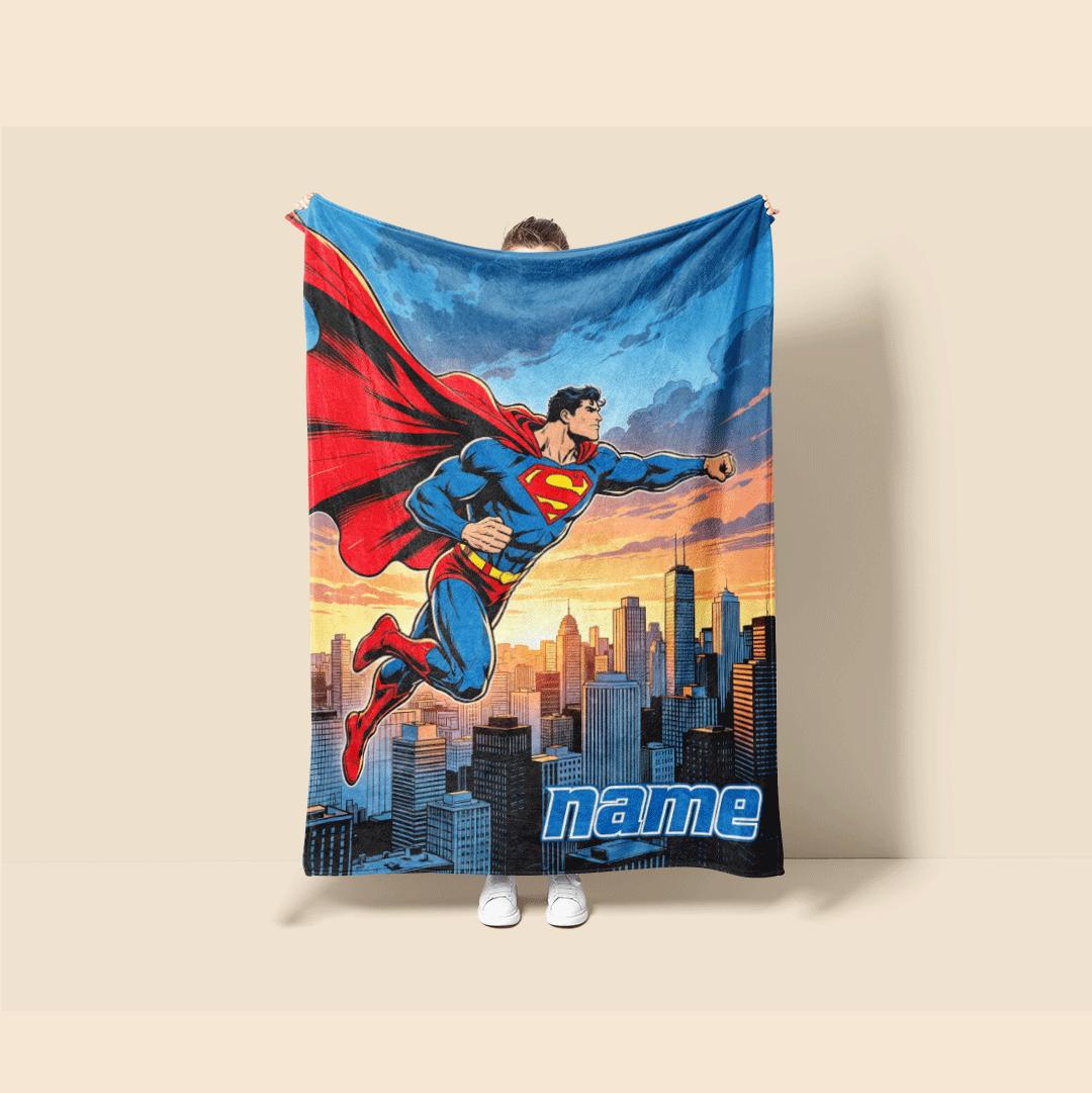 Superman city flight print single blanket dorm single blanket hotel blanket Customized name lunch break blankets surprise gift