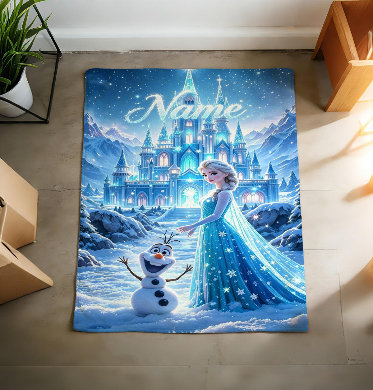Custom Name Frozen Fleece Blanket, Elsa Blanket, Frozen Blanket, Frozen Movie Blanket, Elsa Olaf Anna