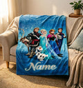 Custom Name Frozen Fleece Blanket, Elsa Anna Olaf Movie Characters (Polyester Fleece)