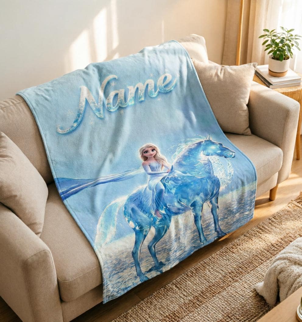 Custom Name Elsa Blanket, Frozen Movie Fleece Throw, Cozy Sherpa Fleece Option