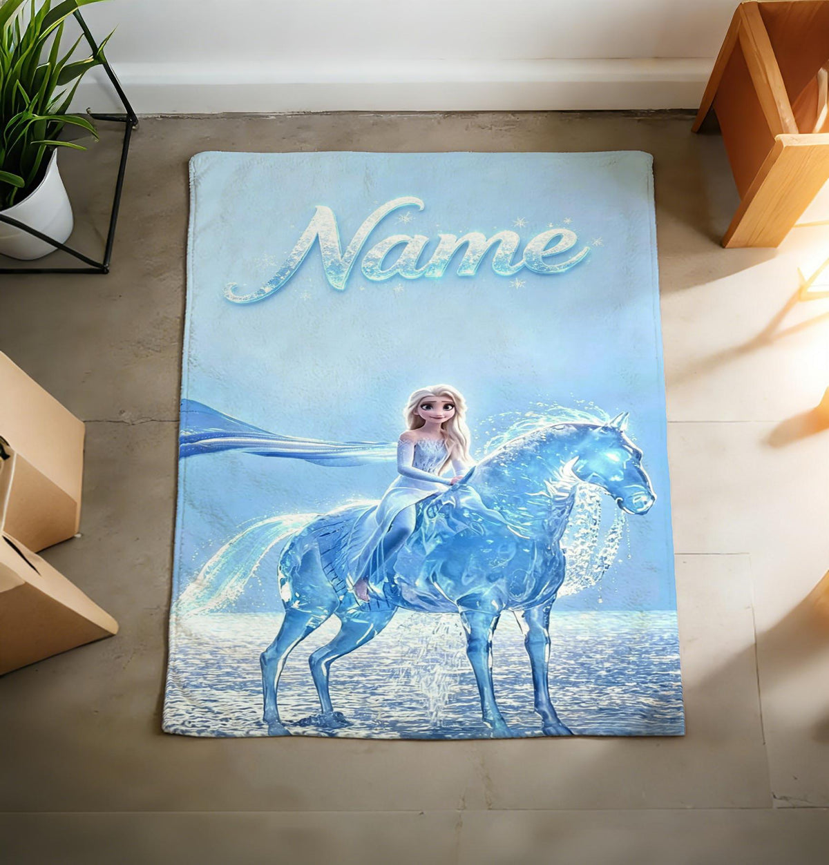Custom Name Elsa Blanket, Frozen Movie Fleece Throw, Cozy Sherpa Fleece Option