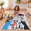 Personalized Kids DIY Coloring Blanket Soft Throw | Cartoon Line Art | Custom Art Activity Gift
