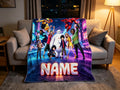 Personalized Baymax Robot Fleece Blanket, Custom Name Throw, Cozy Kids Gift