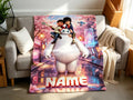 Personalized Baymax Robot Fleece Blanket, Custom Name Throw, Cozy Kids Gift