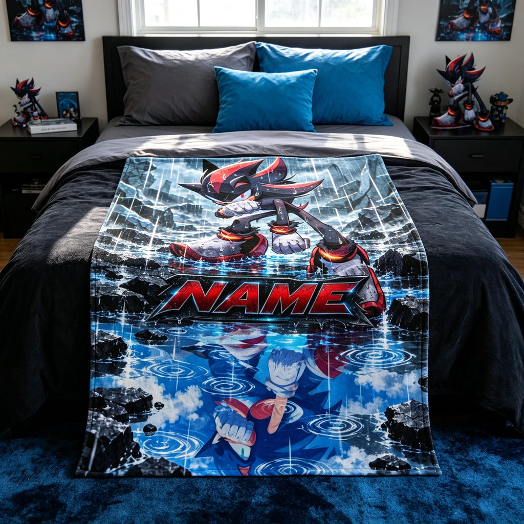 Sonic Blanket, Sonic Fleece Blanket, Sonic The Hedgehog Throw, Blue Speed Character Blanket, Gamer Gift, Kids Room Decor, Soft Flannel