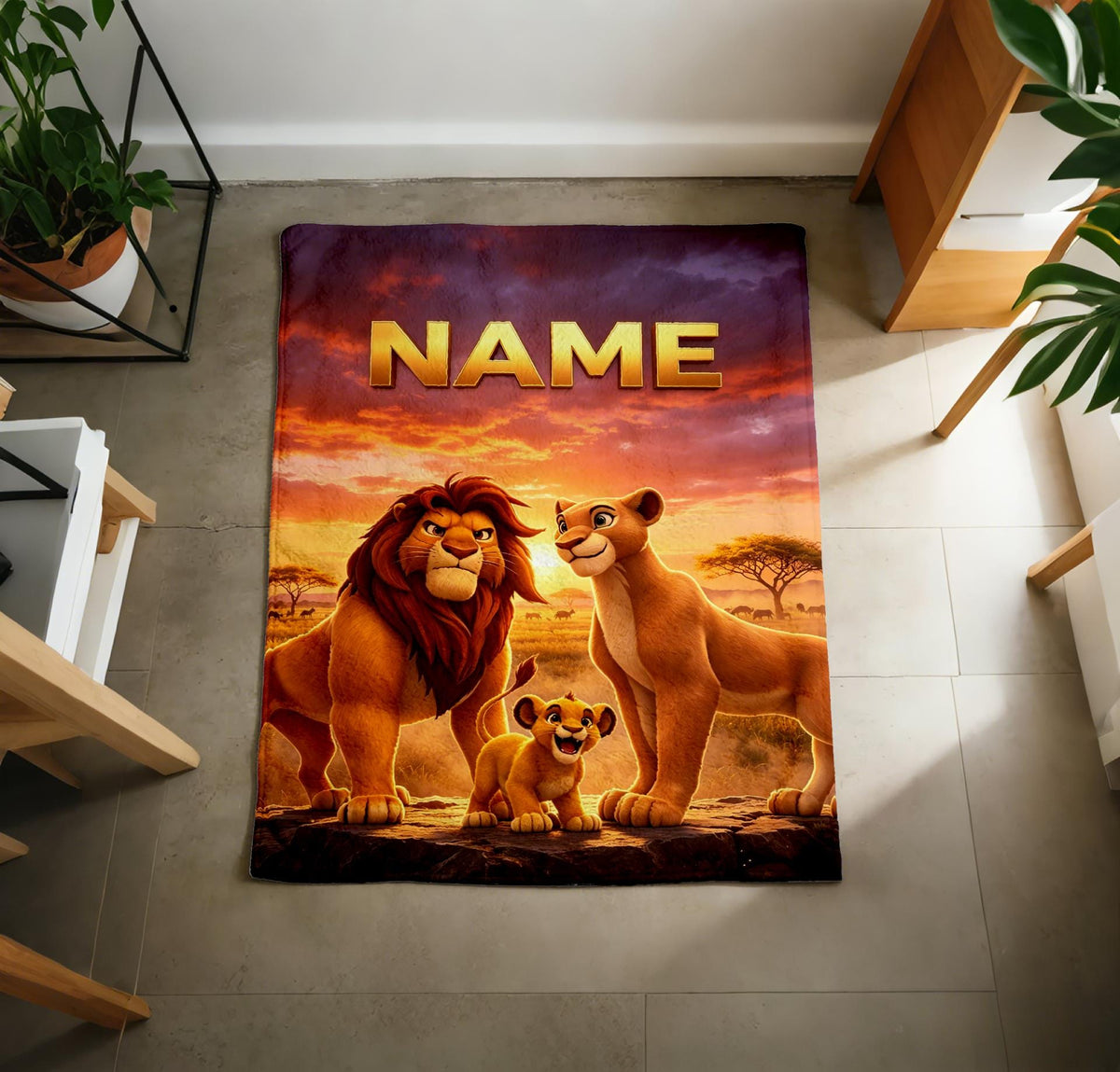 Custom Name Lion King Rainbow Jungle Blanket Soft Throw Magical Movie Keepsake Gift