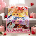 Personalized Winx Club Blanket, Custom Name Fairy Girls Flannel Throw, Bloom and Stella Gift for Kids, Teens and Fans