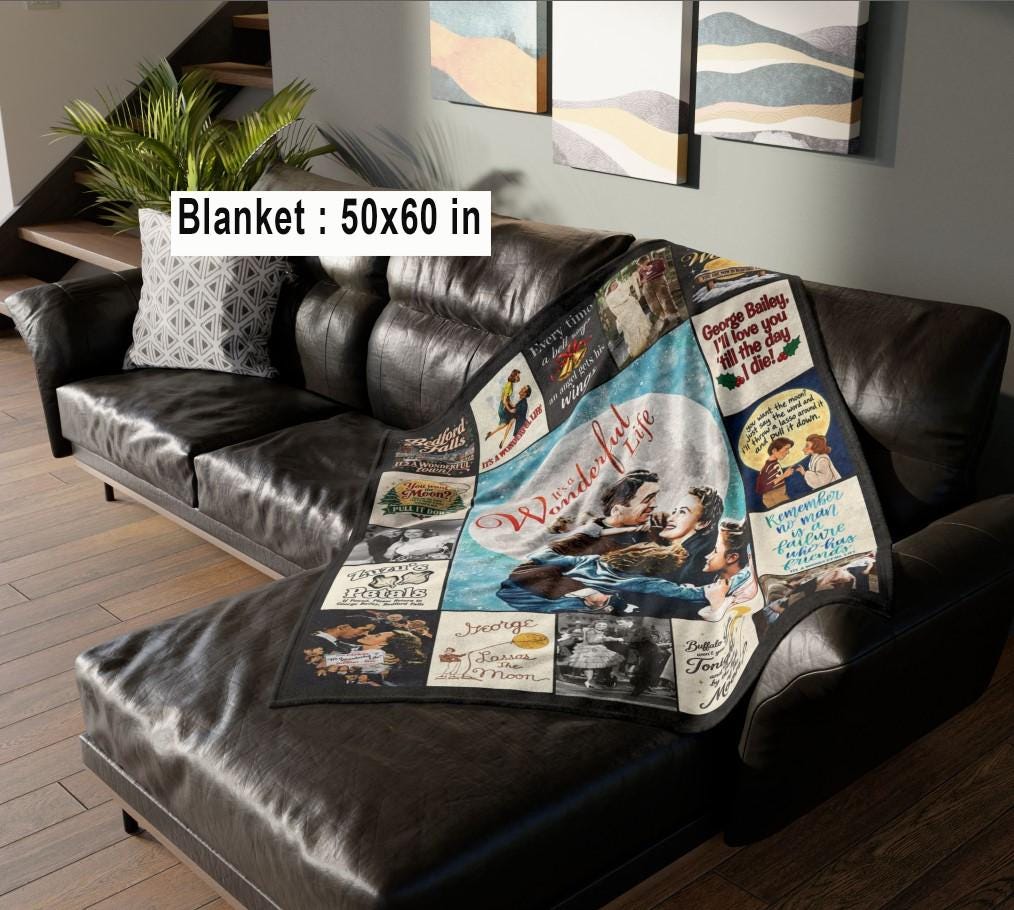 It's A Wonderful Life Christmas Movie Fleece Blanket, Vintage 90s Movie, Christmas Movie Blanket Christmas Family Blanket, Classic Holiday