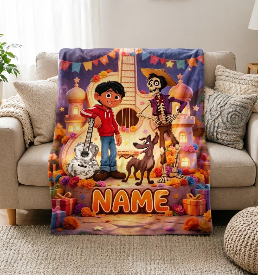 Custom Name Coco Blanket Soft Throw, Music Movie Fan Personalized Keepsake Gift