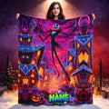 Personalized Spooky Gothic Flannel Blanket, Custom Name Halloween Throw, Soft Skeleton Couple Blanket, Cozy Horror Home Decor Gift