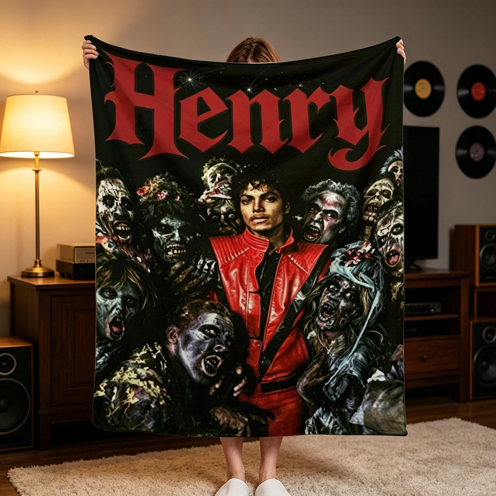 Personalized Music Fan Blanket, Custom Name Throw Blanket, Singer Inspired Gift, Cozy Fleece Blanket, Room Decor