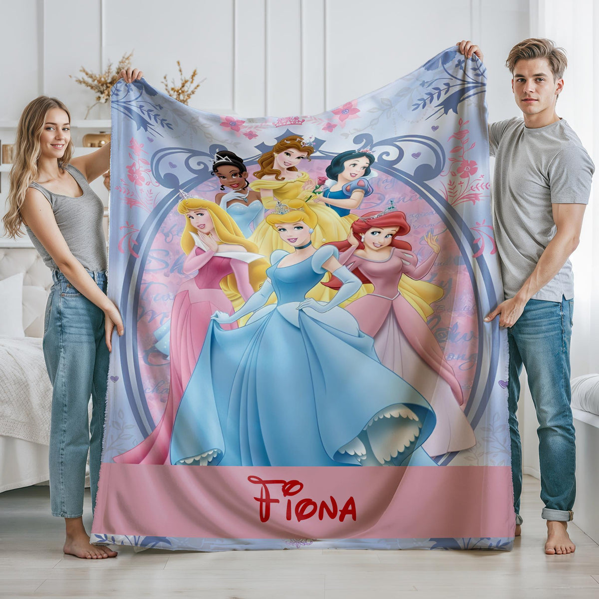 Personalized Princess Blanket, Custom Name Kids Blanket, Magical Fairytale Nursery Throw, Watercolor Princess Birthday Gift for Girls