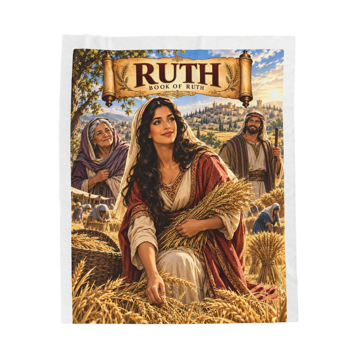 Ruth Bible Story Blanket | Christian Girl Gift, Faithful Hero Illustration