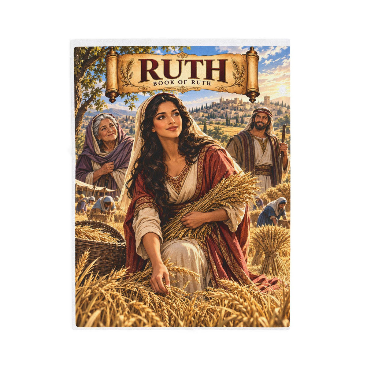 Ruth Bible Story Blanket | Christian Girl Gift, Faithful Hero Illustration