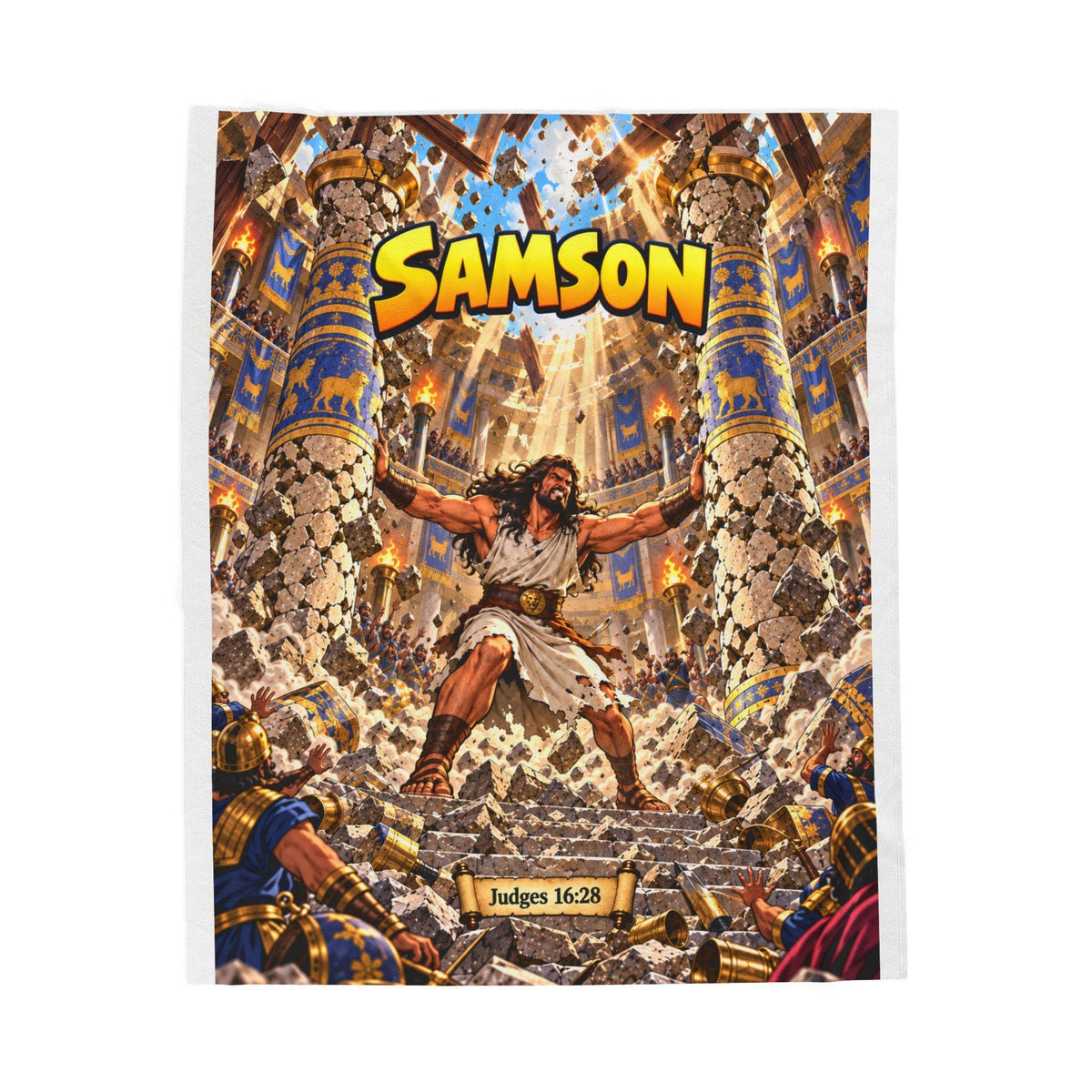 Samson Velveteen Plush Blanket | Biblical Hero, Comic style, faith
