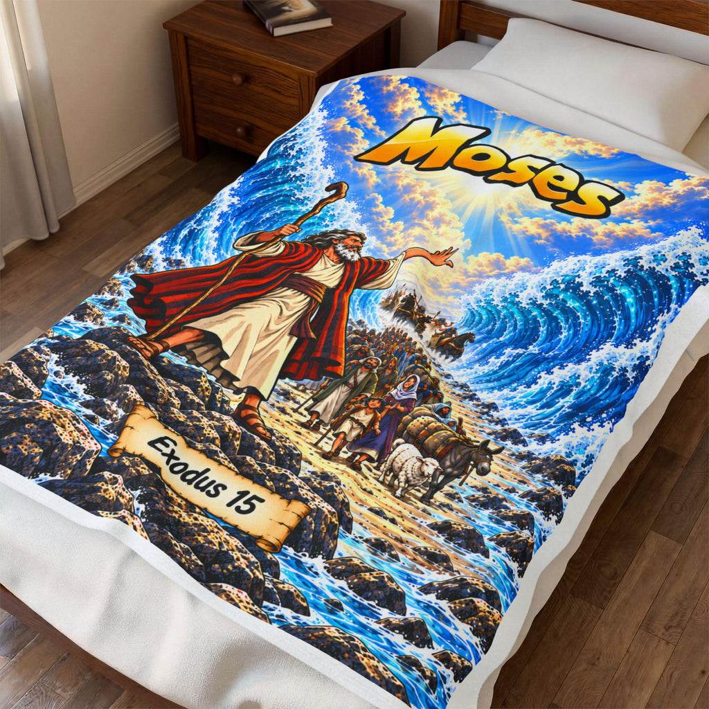Moses Red Sea Bible Story Blanket | Exodus 14 Comic Art
