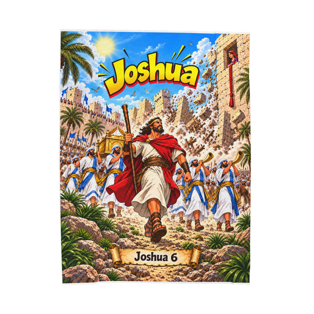 Joshua Bible Hero Blanket | Walls of Jericho, Comic-Style Christian Kids Gift
