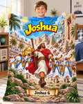 Joshua Bible Hero Blanket | Walls of Jericho, Comic-Style Christian Kids Gift